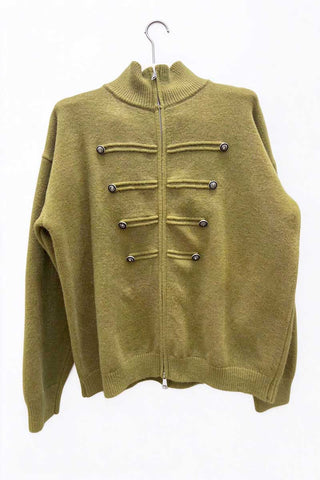 Zip-Front Mock Neck Knit Cardigan