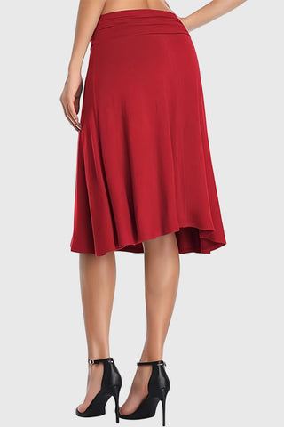 Ruched Waistband A-Line Midi Skirt