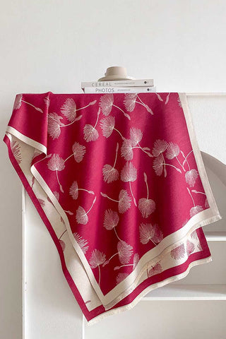 Botanical Print Reversible Fringe Wrap Scarf