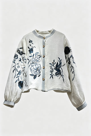 Floral Detail Puff Sleeve Blouse