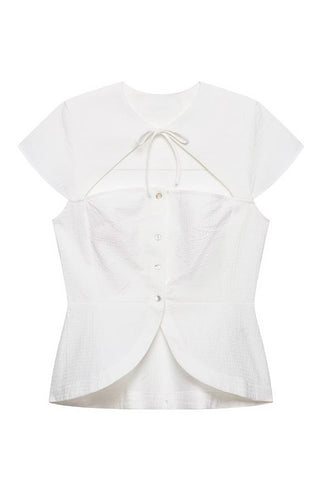 Tie-Neck Button Front Blouse
