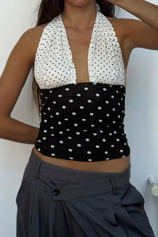 Tie-Back Halter Plaid Tank