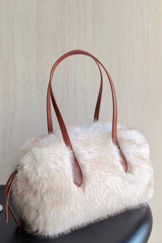 Faux Fur Double Handle Tote Bag