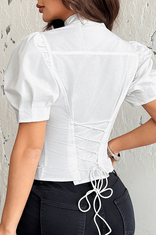 Corset Lacing Chest Cutout Mock Neck Tank Top