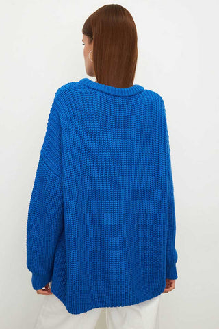 Textured Knit Crew Neck Oversized Sweater