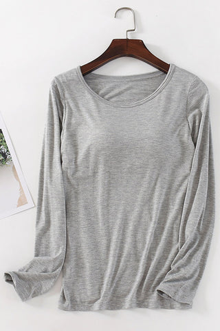 Long Sleeve Scoop Neck Bra Top