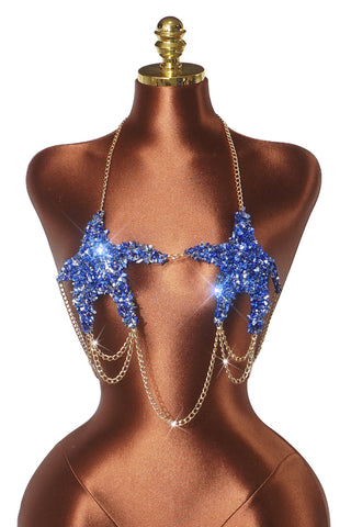 Sequin Star-Shape Halter Top