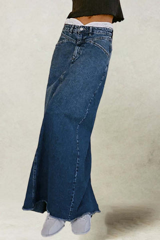 High-Waist Denim Maxi Skirt