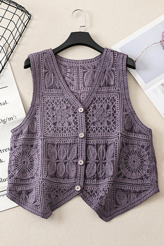 Button-Front Crochet Vest