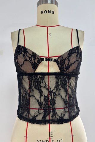 Lace Cutout Sheer Tank