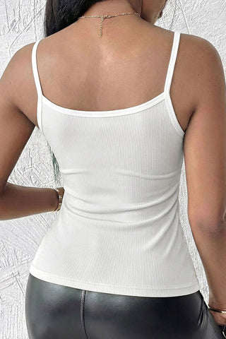 Floral Lace Trim Ribbed Cami