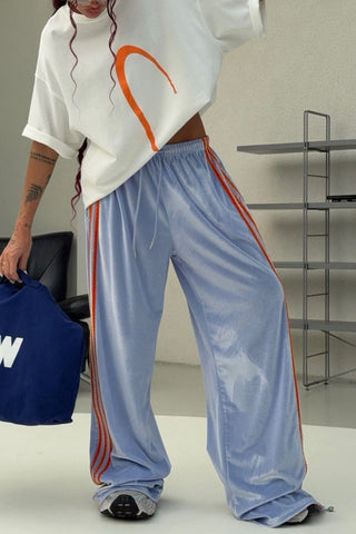 Striped Side Wide-Leg Sweatpants