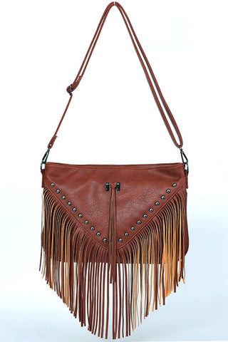 Studded Fringe Crossbody Bag