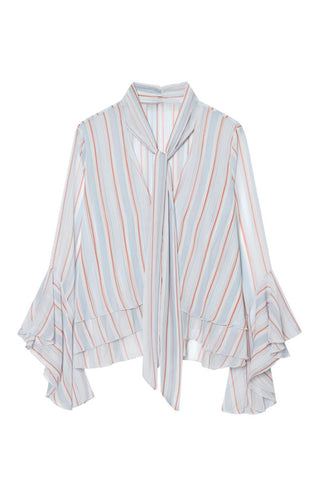 Striped Ruffle Hem Blouse