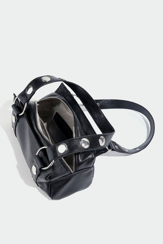 Studded Ring-Handle Shoulder Bag