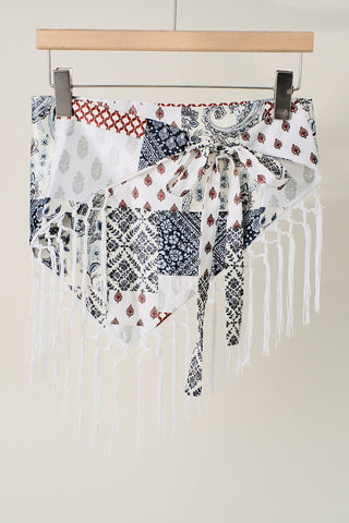 Elephant Print Fringe Scarf