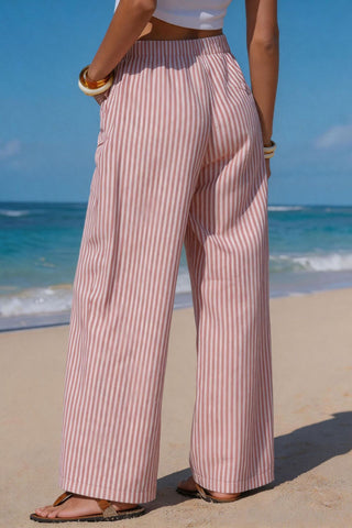 Drawstring Pocket Striped Pants