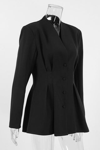 Button-Front Tailored Blazer