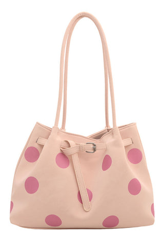 Polka Dot Buckle Strap Tote Bag