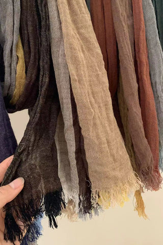 Crinkle Textured Frayed Edge Scarf