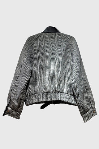 Herringbone Fuzzy Dot Zip-Up Jacket