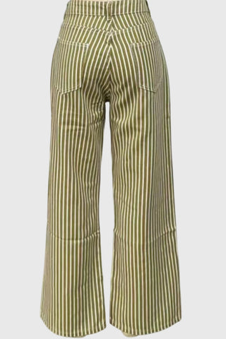 Striped High-Waist Straight Jeans
