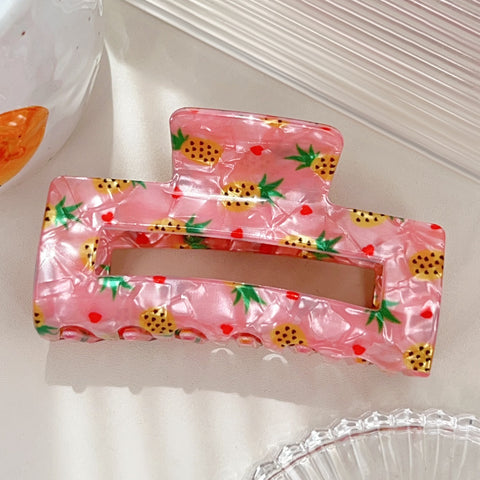 Fruit Print Rectangle Claw Clip