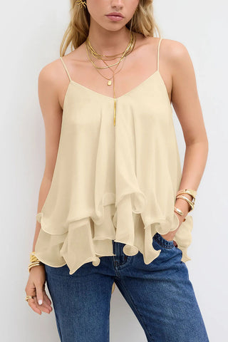 Polka Dot Ruffle Spaghetti Strap Cami