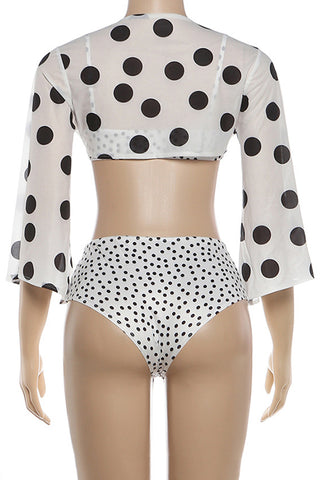 Polka Dot Bikini Set with Cover-Up