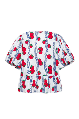 Tie-Front Patterned Blouse