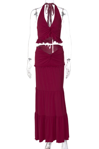 Halter Tie-Back Skirt Set