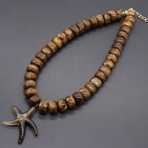 Heart-Pendant Beaded Necklace
