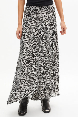 Wild Print Asymmetrical Maxi Skirt