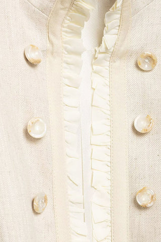 Ruffle Trim Military Collar Crop Jacket