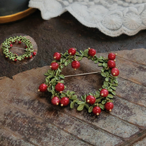 Floral Pearl Enamel Brooch