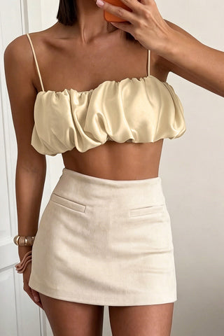 Ruffled Strap Crop Tank