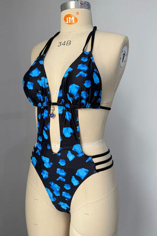 Cutout Print One-Piece Swimsuit