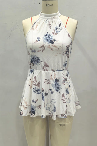 Halter Neck Peplum Tank Top