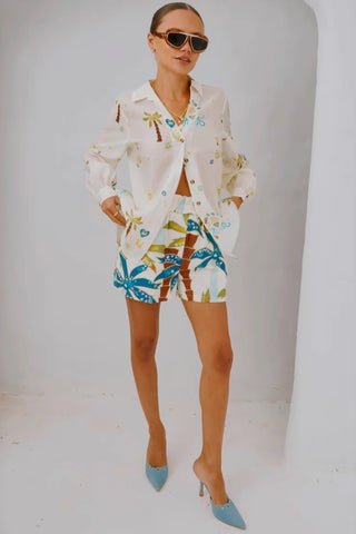 Vacation Style Print Shorts Set