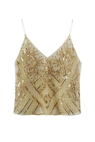 Sequin Geometric Beaded V-Neck Cami