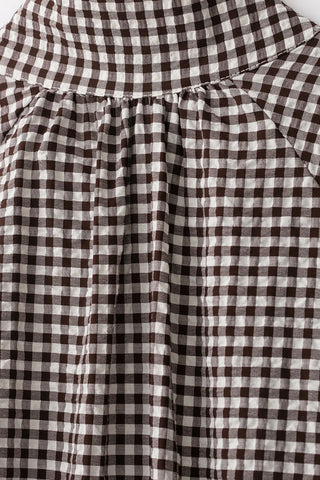 Plaid Mock Neck Drawstring Jacket