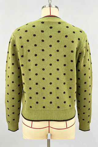 Polka Dot Knit Button-Front Cardigan
