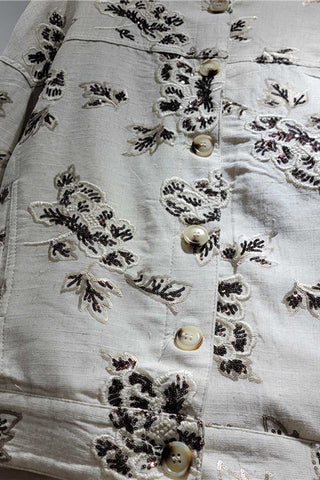 Floral Embroidered Button-Front Jacket