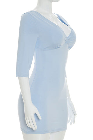 V-Neck 3/4 Sleeve Mini Dress