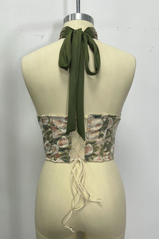 Halter Neck Floral Corset Top