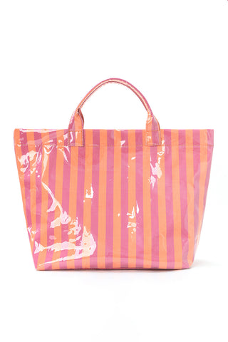 Striped Tote Bag with Glossy Finish