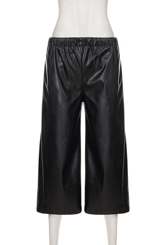 Drawstring Wide-Leg Cropped Pants