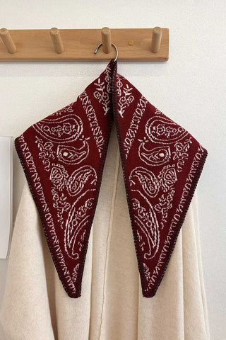 Paisley Print Knit Triangle Scarf