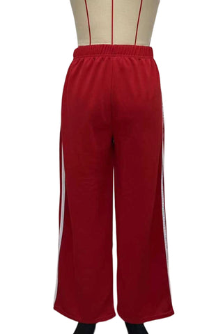 Striped Side Wide-Leg Casual Pants