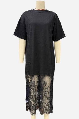 Lace Hem Short Sleeve Dress